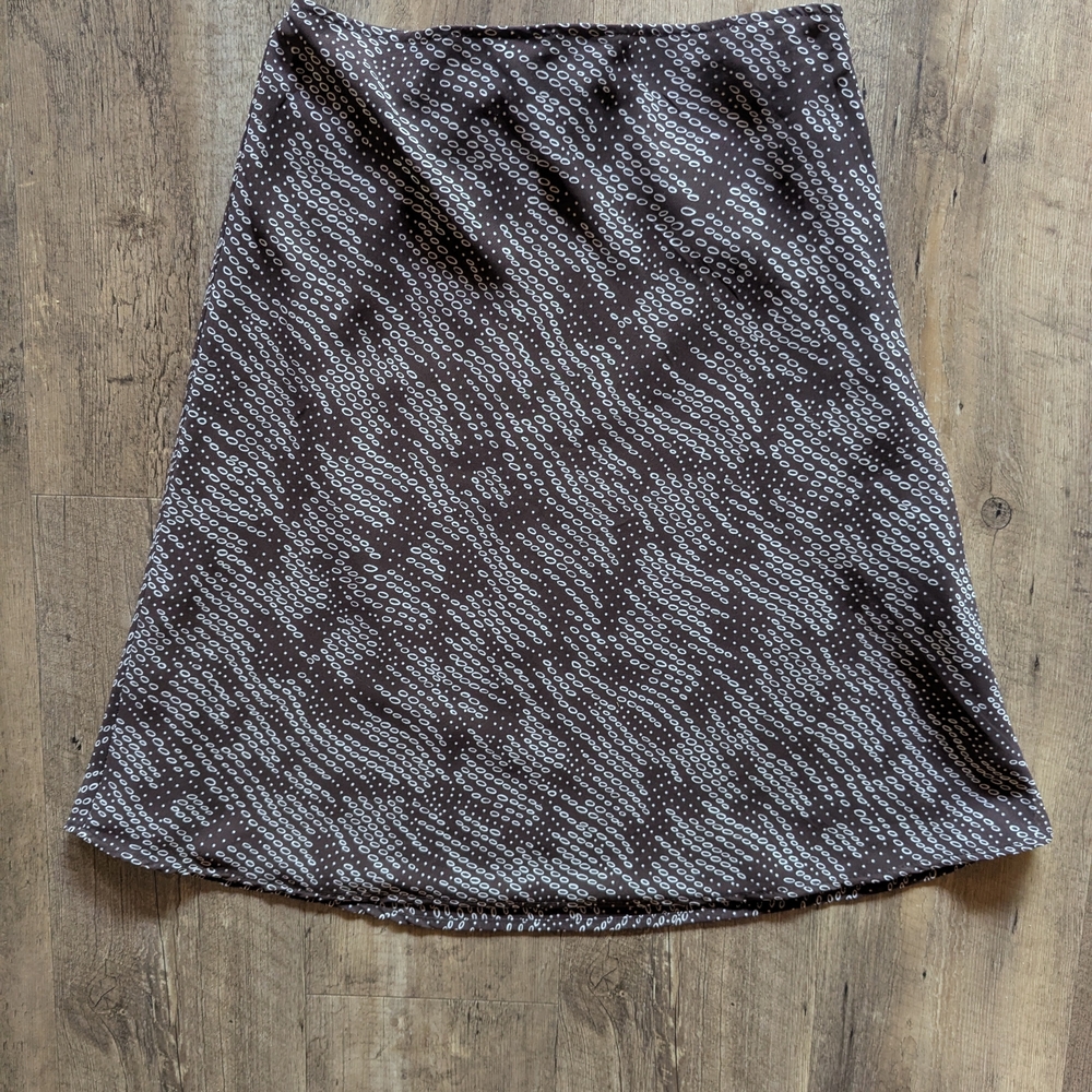 White and Brown A-line Midi Skirt for Work